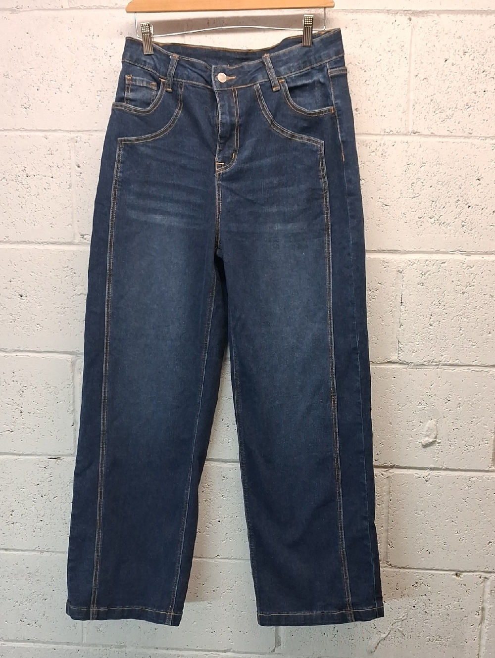 NWOT Sidefeel Classic Wide-Leg Women's Jeans in Dark Blue
